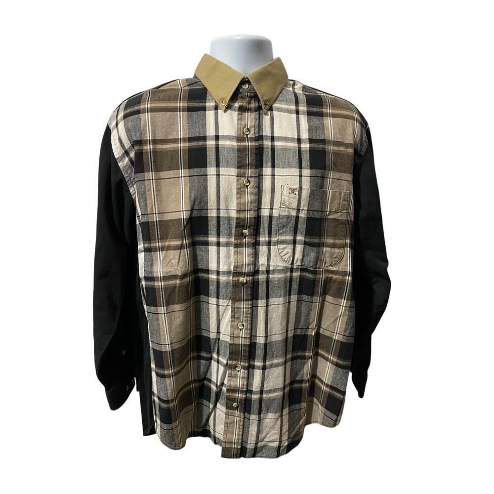 Vintage Cowboy Equipment Shirt Button-up Mens M/L Brown Plaid Long Sleeve USA
